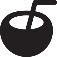 Coconut Cocktail With A Straw Line Tracing Svg Vector, Free Vectors File